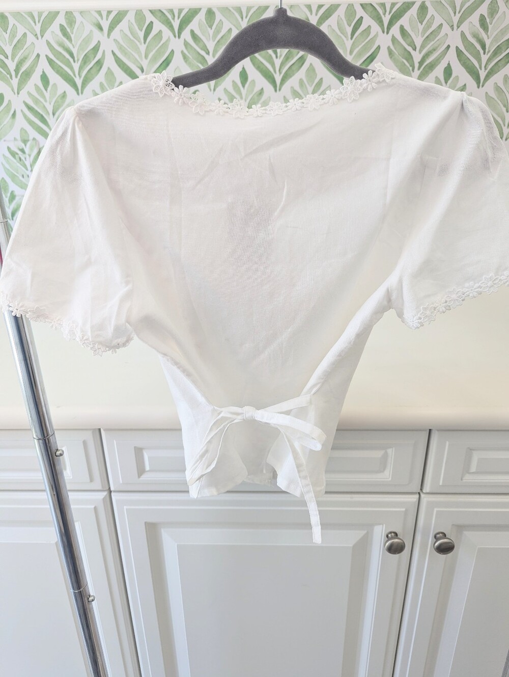 Ren Faire white lace Crochet blouse Small Boho Coquette Feminine Cottagecore - Picture 9 of 16